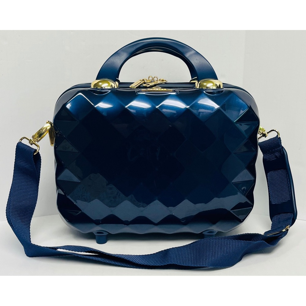 Triforce Firenze Navy Blue Flower Hardshell Beauty Case Vanity Travel FRZQ100